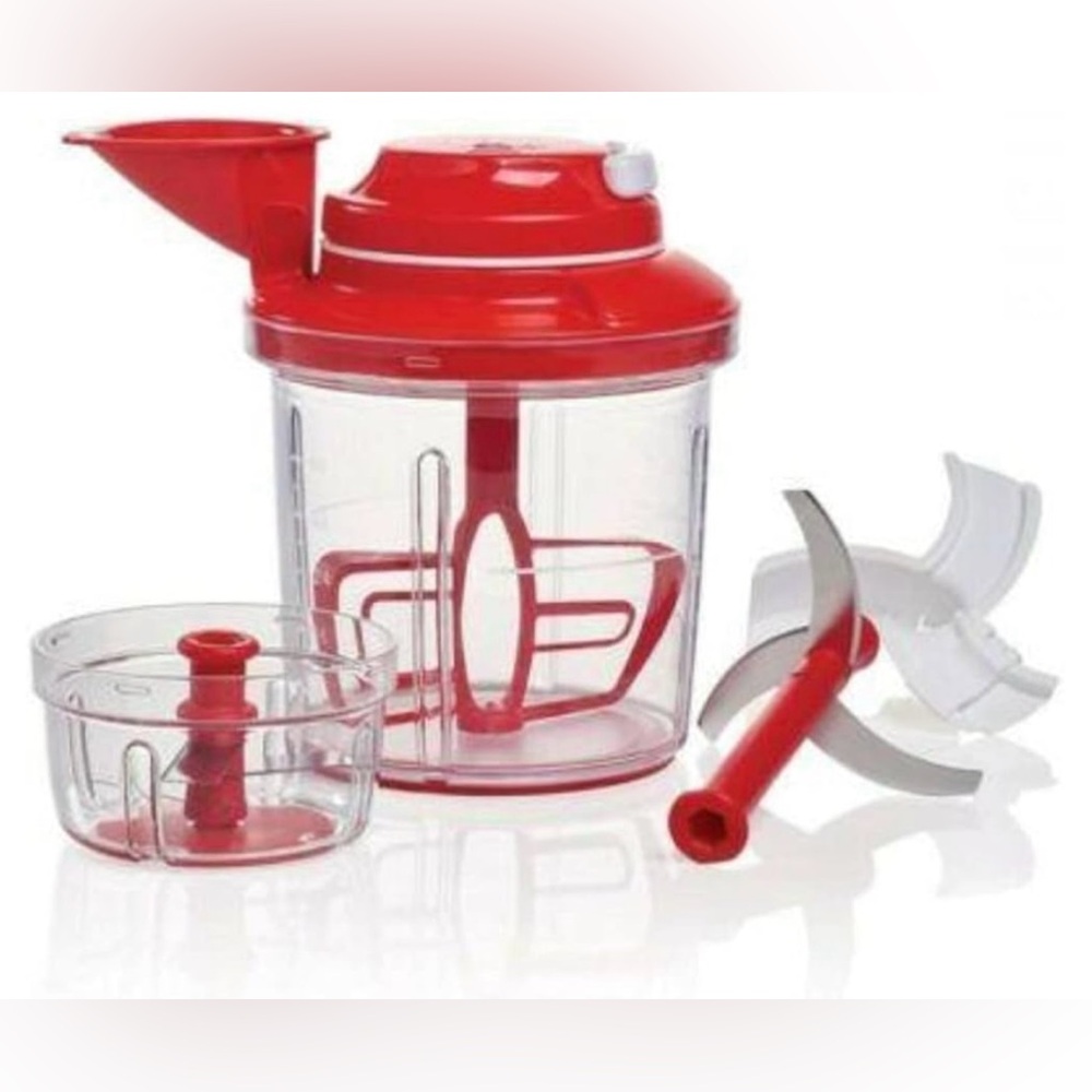 Tupperware Power Chef System Chopper. Manual Food Processor Set; Large and Small